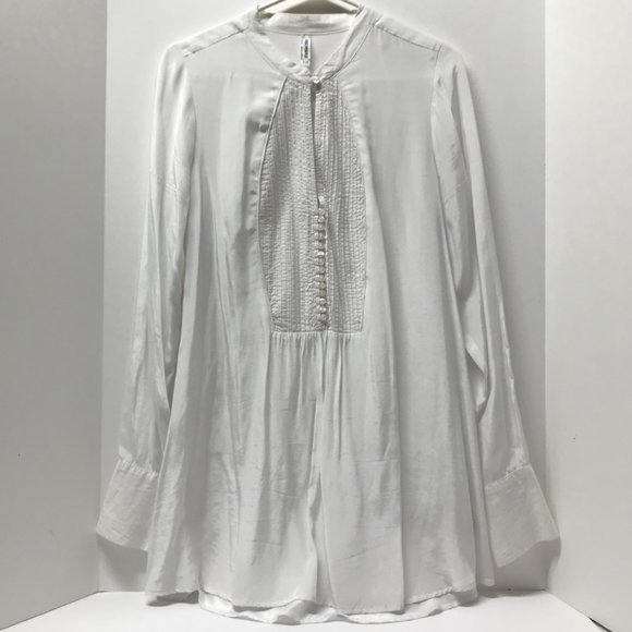 Free People White Pintuck Long Sleeve Tunic Blouse - Picture 3 of 16
